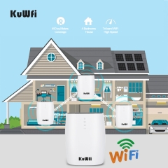 KuWFi Dual Band 2.4G&5.8G Home Mesh WiFi Router System 3-Pack AC3600 Roaming