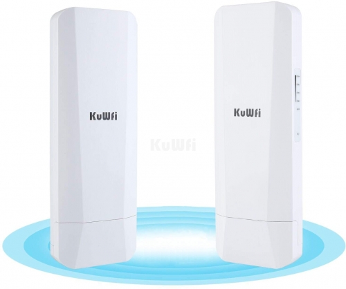 KuWFi CPE Wireless Bridge Outdoor IP65 2-Pack 14DBi 900Mbps 3KM Wi-fi Bridge ith Gigabit RJ45 port