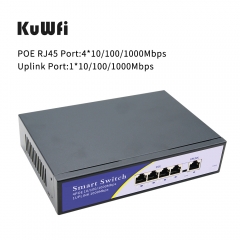 KuWFi 48V Network POE Switch 1000Mbps 6Ports Ethernet IEEE 802.3af/at Switch Suitable for IP camera/Wireless AP/CCTV