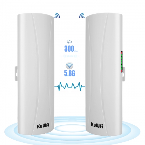 KuWFi CPE Wireless Bridge Point to Point 5.8G 1-3KM 14dBi 300Mbp Wifi Signal Extender