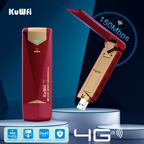 KuWFi 4G WiFi Modem Router 150Mbps USB Dongle Unlock Sim Card With ...