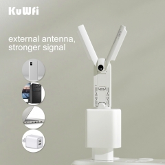 KuWFi 4G WiFi Modem Dongle Router 150Mbps Unlocked Sim Card with External Antenna for Car